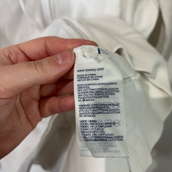 🎉4/30$🎉 Tommy Hilfiger White Zip-Up Hoodie - Fits L/XL - Picture 4 of 5